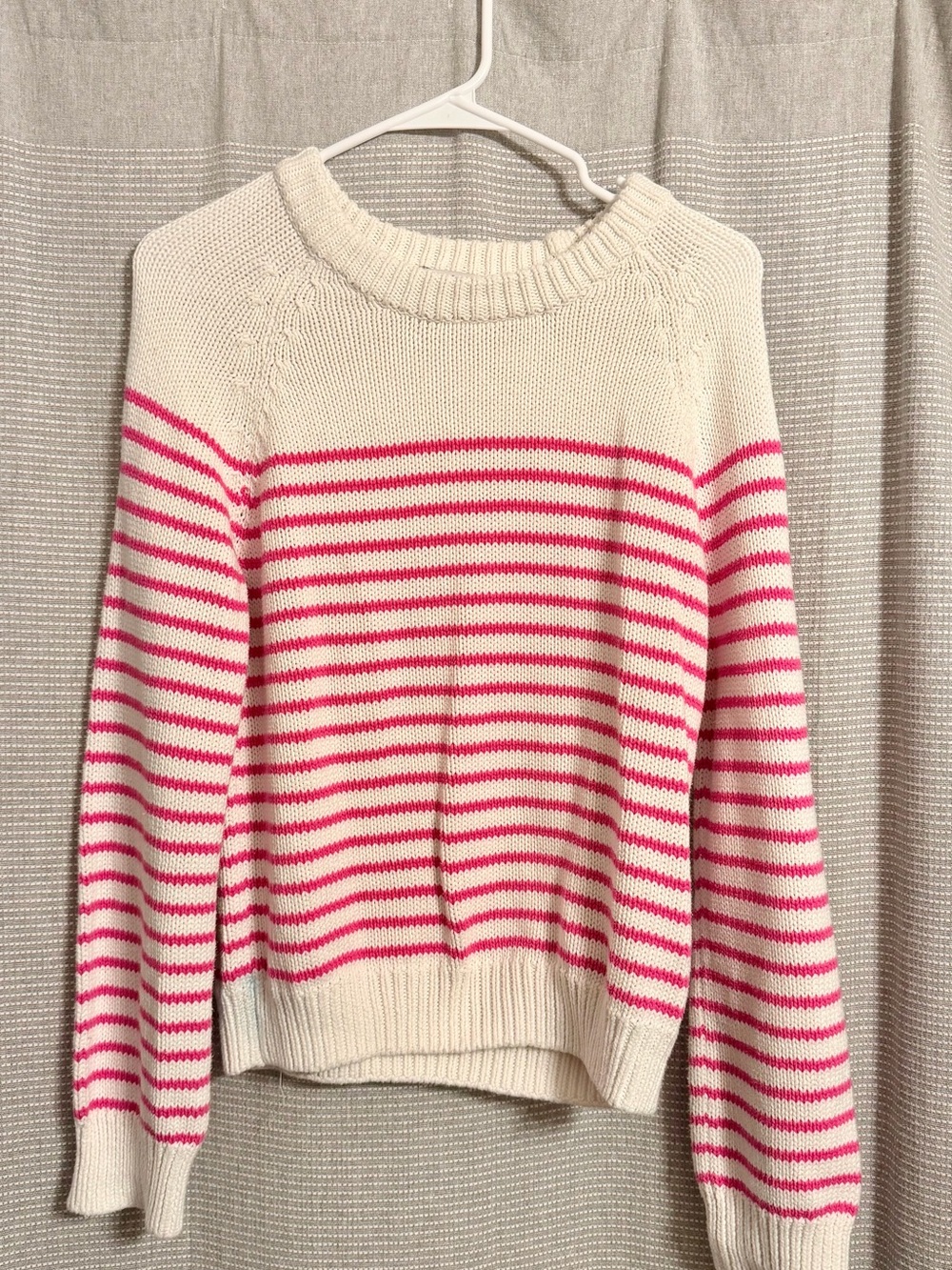 English Factory Cream Sweater with Pink Stripes